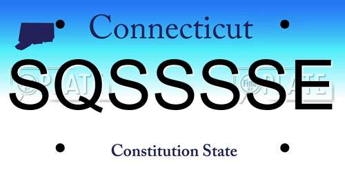 SQSSSSE Connecticut License Plate