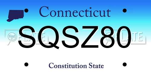 SQSZ80 Connecticut License Plate