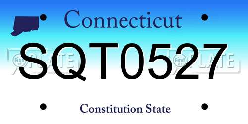 SQT0527 Connecticut License Plate