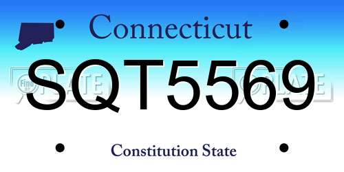 SQT5569 Connecticut License Plate