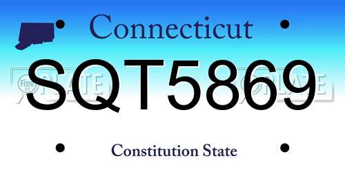 SQT5869 Connecticut License Plate