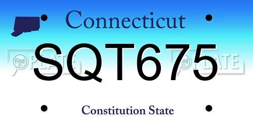 SQT675 Connecticut License Plate