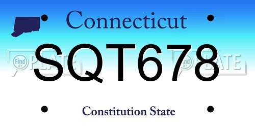 SQT678 Connecticut License Plate
