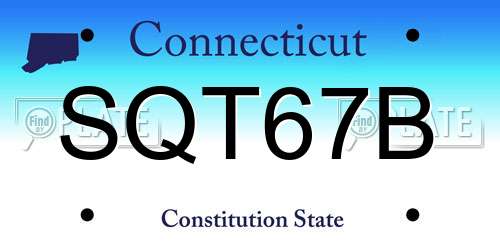SQT67B Connecticut License Plate