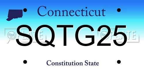 SQTG25 Connecticut License Plate