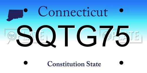 SQTG75 Connecticut License Plate