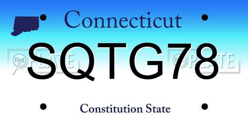 SQTG78 Connecticut License Plate