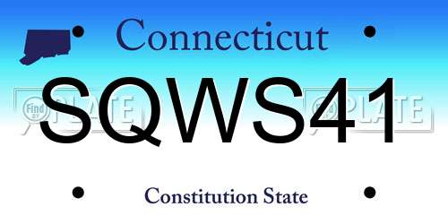 SQWS41 Connecticut License Plate