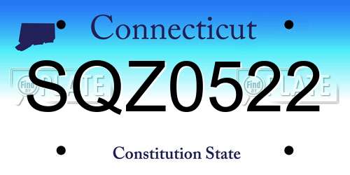 SQZ0522 Connecticut License Plate