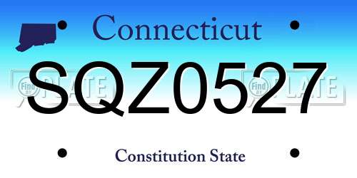 SQZ0527 Connecticut License Plate