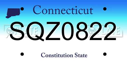 SQZ0822 Connecticut License Plate