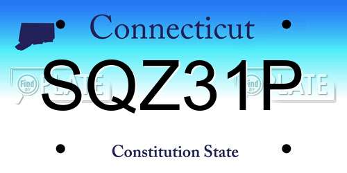 SQZ31P Connecticut License Plate