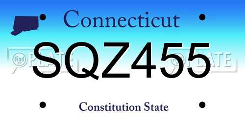 SQZ455 Connecticut License Plate