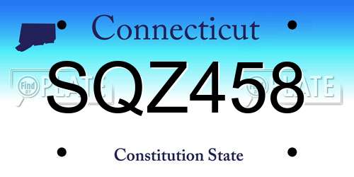 SQZ458 Connecticut License Plate