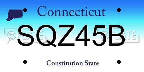 SQZ45B Connecticut License Plate