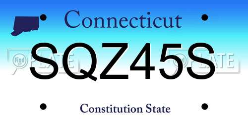 SQZ45S Connecticut License Plate