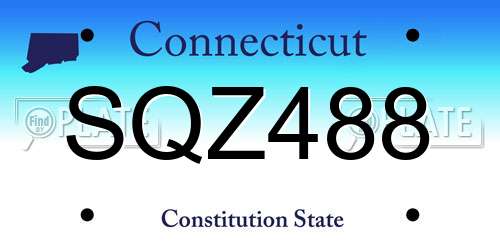 SQZ488 Connecticut License Plate