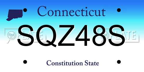 SQZ48S Connecticut License Plate