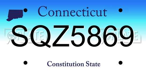 SQZ5869 Connecticut License Plate