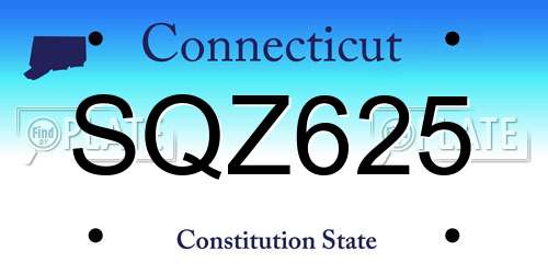 SQZ625 Connecticut License Plate