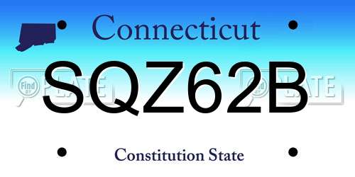 SQZ62B Connecticut License Plate