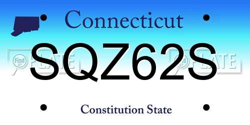 SQZ62S Connecticut License Plate