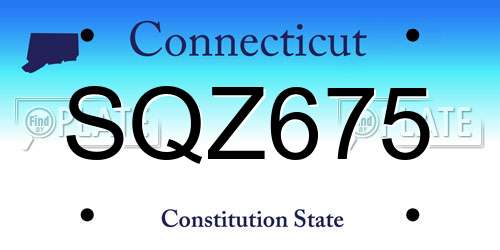 SQZ675 Connecticut License Plate