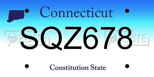 SQZ678 Connecticut License Plate