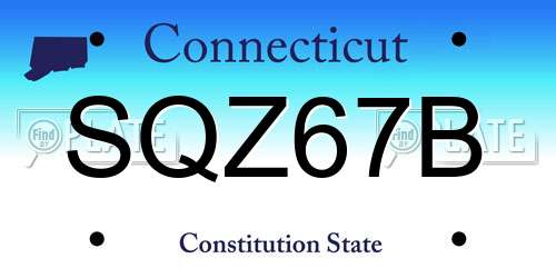 SQZ67B Connecticut License Plate