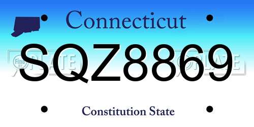 SQZ8869 Connecticut License Plate