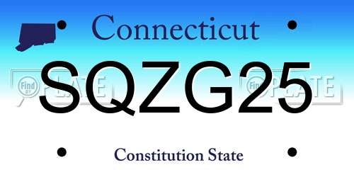 SQZG25 Connecticut License Plate