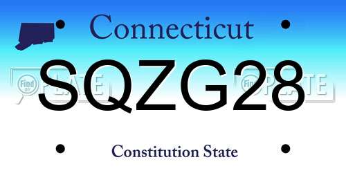 SQZG28 Connecticut License Plate