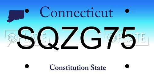 SQZG75 Connecticut License Plate