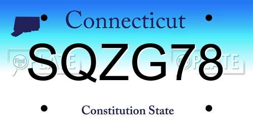 SQZG78 Connecticut License Plate