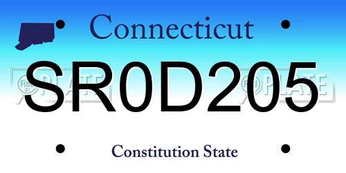 SR0D205 Connecticut License Plate