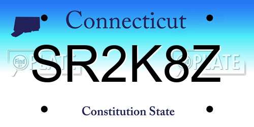 SR2K8Z Connecticut License Plate