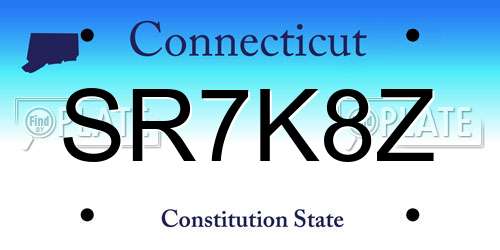 SR7K8Z Connecticut License Plate