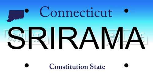 SRIRAMA Connecticut License Plate