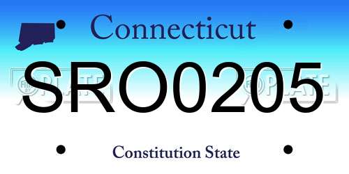 SRO0205 Connecticut License Plate