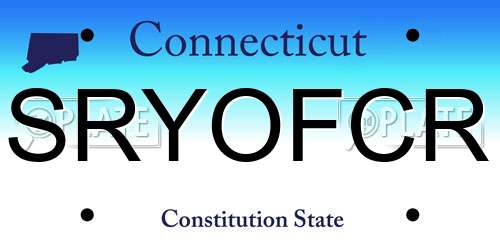 SRYOFCR Connecticut License Plate