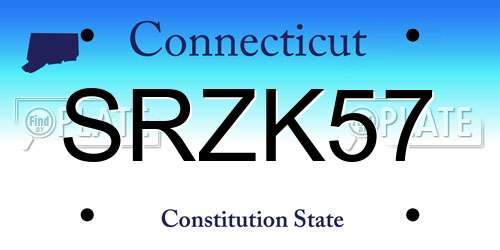 SRZK57 Connecticut License Plate
