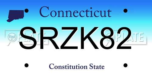 SRZK82 Connecticut License Plate