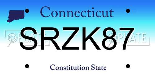 SRZK87 Connecticut License Plate