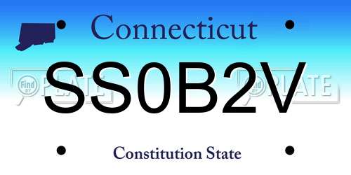 SS0B2V Connecticut License Plate