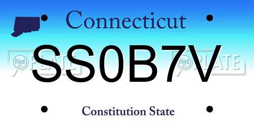 SS0B7V Connecticut License Plate