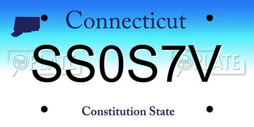 SS0S7V Connecticut License Plate