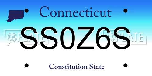 SS0Z6S Connecticut License Plate