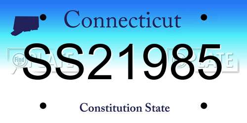 SS21985 Connecticut License Plate