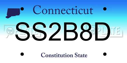 SS2B8D Connecticut License Plate