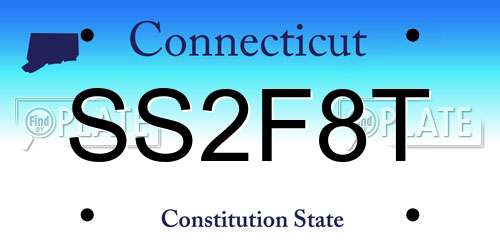 SS2F8T Connecticut License Plate